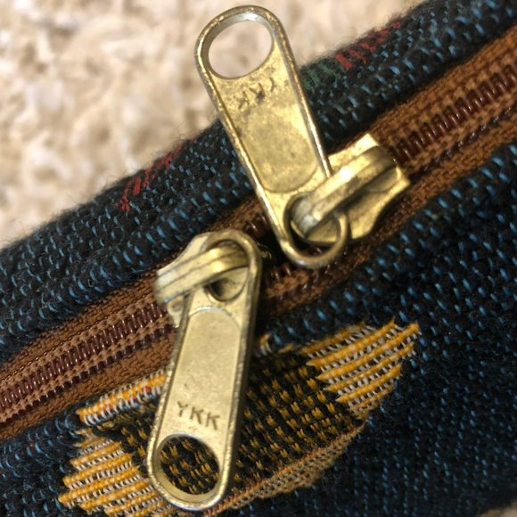 Accessories Unlimited Aztec Pattern Needlpoint Crossbody Purse Double Zip - Picture 8 of 11